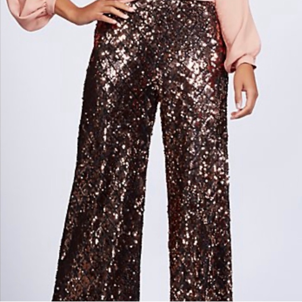 SOLD - Gabrielle Union NY&Co Sequin Palazzo Trouser - Rose Gold